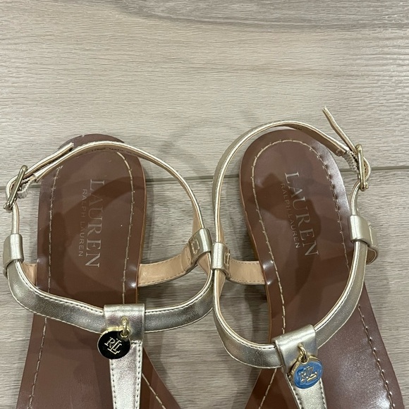 Ralph Lauren Gold and Brown Sandals - Picture 2 of 4